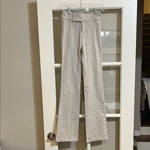 Divided Beige Striped Flare Pants